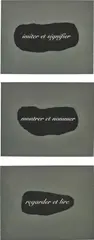 L'Essence de la rhétorique est dans l'allégorie IV (The Essence of Rhetoric is in Allegory IV), from Sequences by Joseph Kosuth, 1998, The complete set of three heliogravure and aquatints in colours, on BFK Rives paper, the full sheets, offered Jun 2019