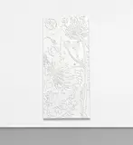 Paul Morrison, Hilum, from Door Cycle, 2006, Polyurethane, CNC-milled, on wooden door panel lacquered in white