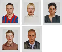 Portraits by Thomas Ruff, 1989, The complete set of five dye-transfer photographs, on photo paper, with full margins, sold Jun 2019