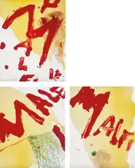 Malfi, from Sequences by Julian Schnabel, 1998, The complete set of three screenprints in colours, with monotype and poured resin, on primed Rising museum board, the fu, sold Jun 2019