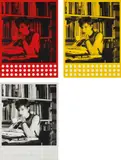 Rosemarie Trockel, Bibliothek Babylon (Library Babylon), 1997, The complete set of three screenprints, on red, yellow, and clear acetate with punched holes, with full margins