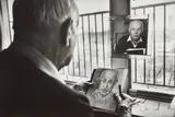 Martine Franck, Henri Cartier-Bresson drawing a self-portrait in his studio