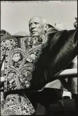 Picasso at Fréjus by Peter Beard, 1964, Gelatin silver print with ink and paint, executed later, sold May 2019