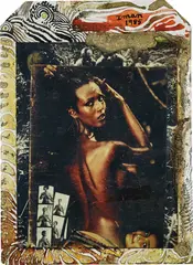 Iman at Hoggers, Kenya by Peter Beard, 1985, Unique Polaroid print with ink and paint, executed later, sold May 2019
