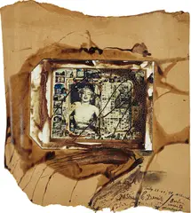 Peter Beard, Stress & Density, 1998, Unique work, comprising a Polaroid print mounted to brown paper with applied blood and ink