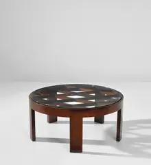 Coffee table by Gio Ponti, circa 1937, East Indian rosewood-veneered wood, glass, sold Mar 2019