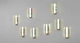 Max Ingrand, Set of eight rare wall lights, model no. 2300, circa 1964, Opaque glass, glass, painted metal