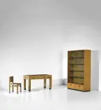 Desk, chair and bookcase, designed for the Palazzo Gualino, Turin by Gino Levi Montalcini and Giuseppe Pagano, circa 1929, Buxus-covered wood, painted wood, offered Mar 2019