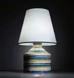 Rare 'Arcobaleno' table lamp, model no. 5912 by Gio Ponti, circa 1930, Glazed earthenware, brass, paper shade, sold Mar 2019