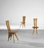 Carlo Mollino, Set of three side chairs, designed for the Casa del Sole, Cervinia