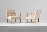 Mario Asnago and Claudio Vender, Unique pair of armchairs, designed for villa M., Cantù, circa 1934, Fabric, beech