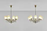 Paavo Tynell, Pair of eight-armed ceiling lights, model no. 9029/8, from the 'Concerto' series