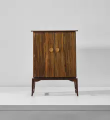 Carl-Johan Boman, Unique drinks cabinet, 1940s, Brazilian rosewood-veneered wood, maple-veneered wood, maple, pine, mirrored glass