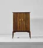 Carl-Johan Boman, Unique drinks cabinet, 1940s, Brazilian rosewood-veneered wood, maple-veneered wood, maple, pine, mirrored glass