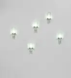 Set of five wall lights, model no. 1636 by Fontana Arte, circa 1962, Acid-etched glass, brass, offered Mar 2019