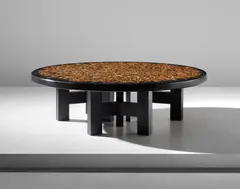 Early coffee table by Ado Chale, 1965-1970, Tiger's eye, resin, painted steel, sold Mar 2019