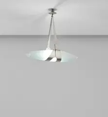 Max Ingrand, Ceiling light, circa 1959, Acid-etched glass, nickel-plated brass