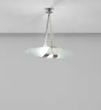Max Ingrand, Ceiling light, circa 1959, Acid-etched glass, nickel-plated brass