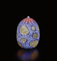 Unique vase by Yoichi Ohira, 2002, Hand-blown glass canes with murrine , granular and powder inserts, partial inciso surface, sold Mar 2019