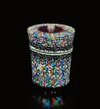 Unique 'Anello' vase, from the 'Foglie di Ninfee' series by Yoichi Ohira, 2005, Hand-blown glass canes with murrine , avventurina , granular and powder inserts, partial inciso and polished surface, sold Mar 2019