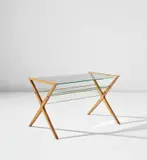 Augusto Romano, Side table, from Casa F., Milan, circa 1947, Oak, glass, brass