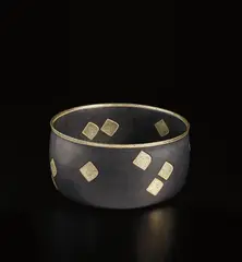 Alev Ebüzziya Siesbye, 'Black matt white gold coated' bowl, 2007, Stoneware, black glaze with a masked design and white gold leaf