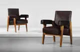 Le Corbusier and Pierre Jeanneret, Two 'Advocate and Press' armchairs, model no. LC/PJ-SI-41-A, designed for the High Court, Chandigarh