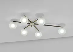'Stella a 6' six-armed ceiling light by Angelo Lelii, circa 1959, Glass, brass, painted metal, sold Mar 2019