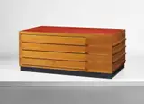 Storage unit by Gio Ponti, circa 1950, Painted wood, oak, sold Mar 2019