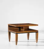 Two-tiered side table by Gio Ponti, circa 1929, Mahogany-veneered wood, mahogany, painted wood, sold Mar 2019
