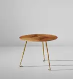 Cesare Lacca, Occasional table, 1950s, Maple-veneered wood, brass, painted steel