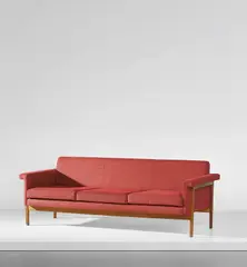 'Canada' sofa by Ettore Sottsass, circa 1959, Teak, fabric, sold Mar 2019