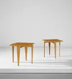 Pietro Sala, Pair of modular tables, circa 1961, Meranti-veneered plywood
