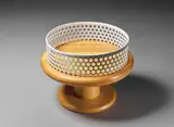 Fruit bowl by Ettore Sottsass, circa 1978, Walnut, painted steel, sold Mar 2019