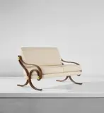 Antonio Scoccimarro, Two-seater 'Arcadia' sofa, circa 1957, Walnut, fabric, brass