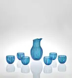 Carafe and set of six 'A canne' glasses by Gio Ponti, circa 1950, Canne glass, sold Mar 2019
