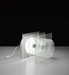 'Senza titolo' table lamp by Ugo La Pietra, 1967-1968, Acrylic, painted aluminium, sold Mar 2019