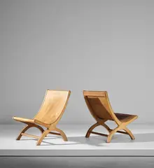 Luis Barragán, Pair of 'Miguelito' chairs, circa 1951, Sabino, leather