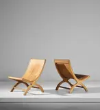Luis Barragán, Pair of 'Miguelito' chairs, circa 1951, Sabino, leather