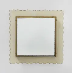 Rare mirror, model no. 77 by Carlo Scarpa, circa 1939, Battuto glass, mirrored glass, brass, sold Oct 2019