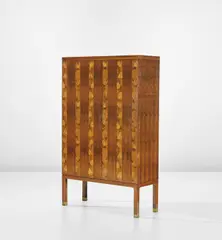 Rare illuminated drinks cabinet by Paolo Buffa, circa 1946, Brazilian rosewood-veneered wood, burr walnut-veneered wood, walnut-veneered wood, lemon tree-veneered wood, lemon tree , sold Oct 2019