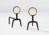 Pair of andirons by Gio Ponti, circa 1950, Painted iron, bronze, sold Oct 2019