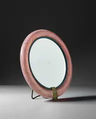 Table mirror, model no. 7 by Carlo Scarpa, circa 1937, Mezza filigrana glass, mirrored glass, brass, sold Oct 2019