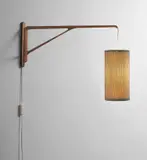 Peder Moos, Pivoting wall light, circa 1947, East Indian rosewood, beech inlay, fabric