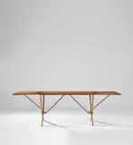 Drop-leaf dining table, model no. AT304 by Hans J. Wegner, circa 1955, Teak, beech, brass, sold Oct 2019