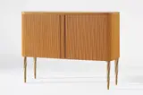 Paolo Buffa, Illuminated drinks cabinet, circa 1952, Oak-veneered wood, oak, painted and gilded wood, Candoglia marble, brass