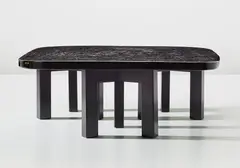 Ado Chale, Low table, circa 1970, Hematite, resin, painted steel