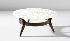 Rare low table by Ico Parisi, circa 1952, Marble, stained mahogany, sold Oct 2019