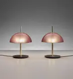 Pair of rare table lamps, model no. 584/G by Gino Sarfatti, circa 1957, Acrylic, brass, painted steel, sold Oct 2019