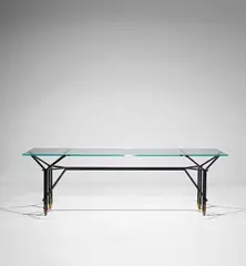 Rare dining table by Ico Parisi, circa 1955, Painted steel, glass, brass, ash, sold Oct 2019